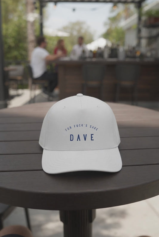 For Fuck's Sake Dave - 5 panel cap (blue font)